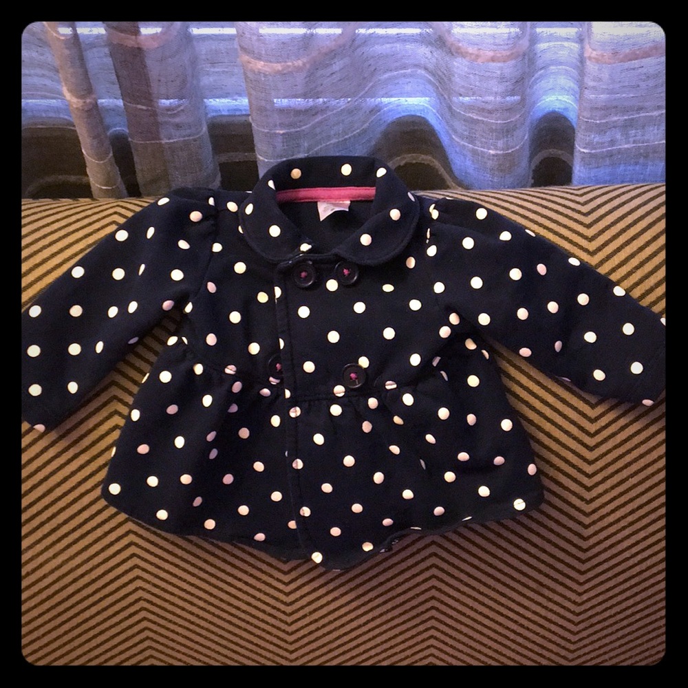 Infant girl Navy Blue/ white polka dots Jacket